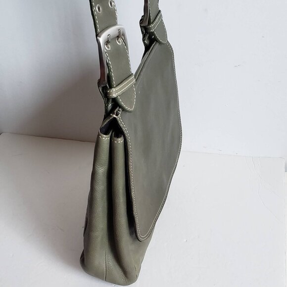 Olive Leather TIGNANELLO Saddle Bag Shoulder Purse - Picture 6 of 15
